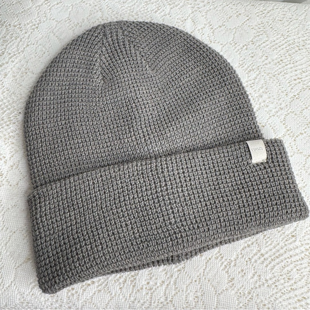 Vuori Gray Waffle Knit Beanie Hat OS Cuffed Soft Unisex